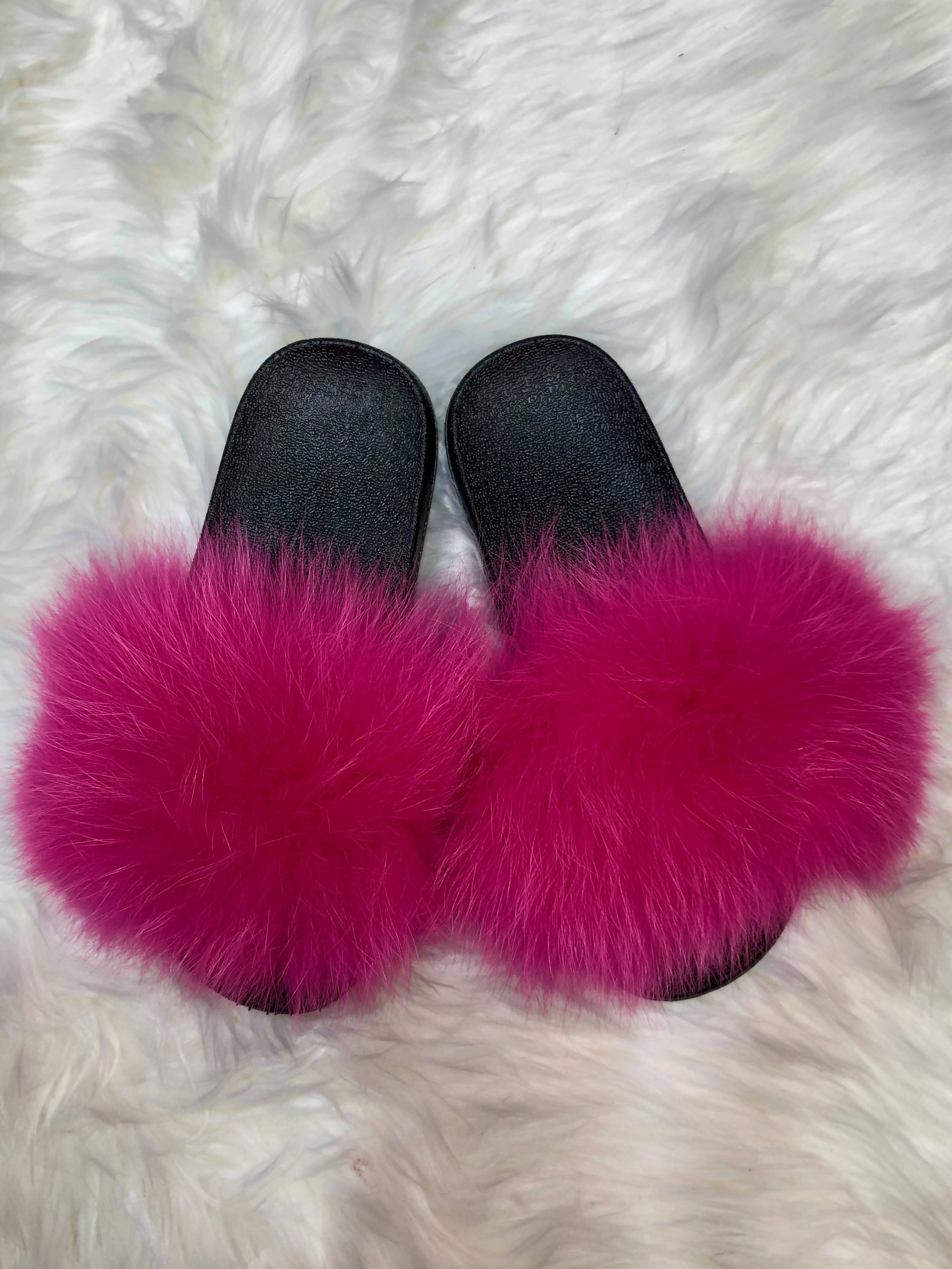Maci Black Fluffy Faux Fur Slippers | SIMMI London